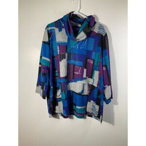 Womens Multiples‎ Art to Wear Turtleneck Flannel Feel Tunic 1X
